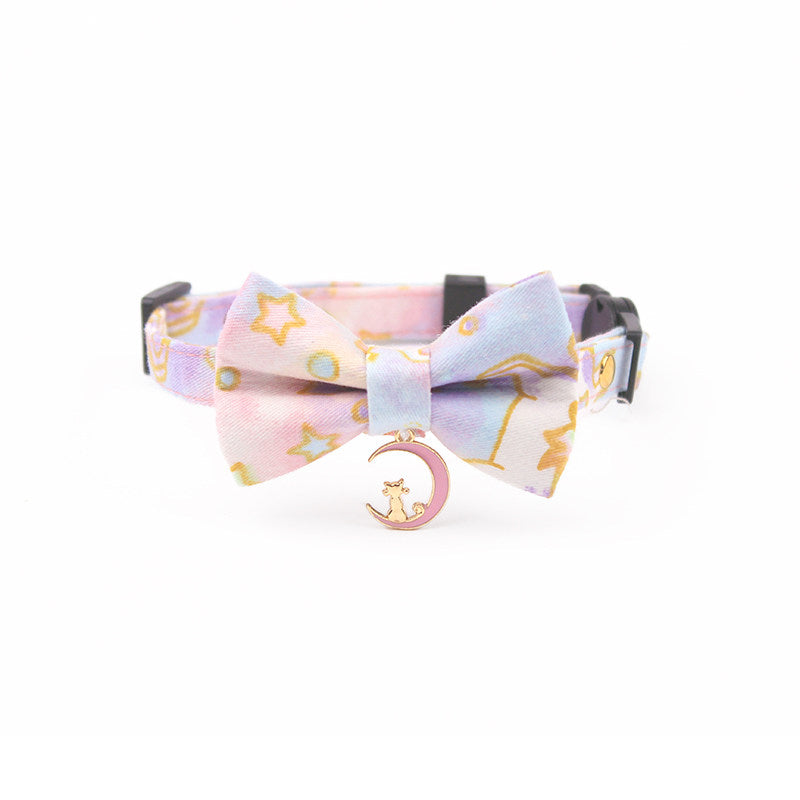 Space Galaxy Pet Collar Aesthetic Cat Collar Cute Pastel Pink Bow Ties for Small Dogs (2)