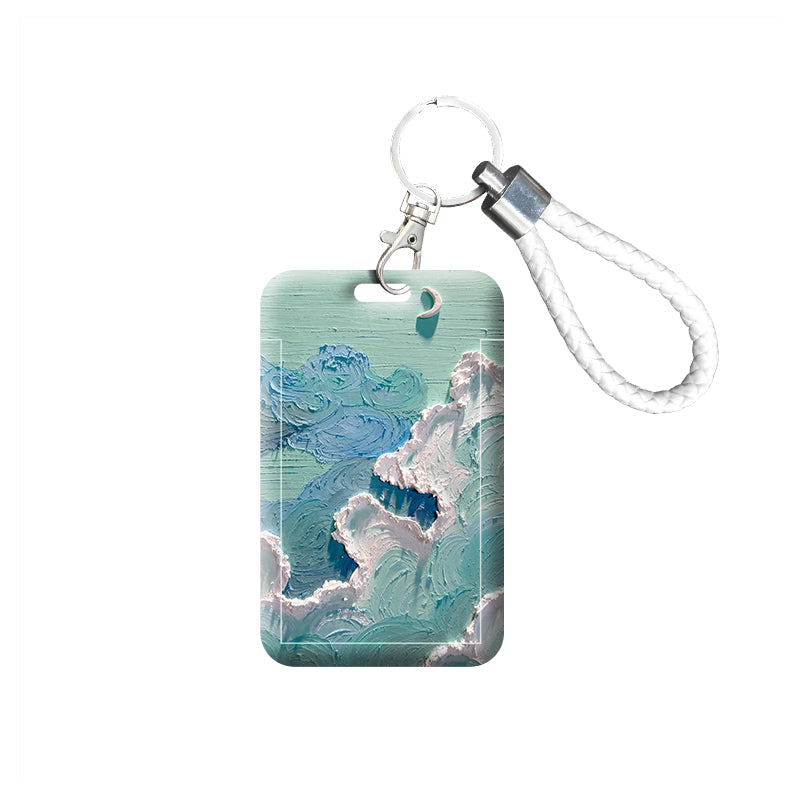 Teal Mint Sky ID Badge Holder Cute Student Card Holders Name Badge Holder Pastel Accessories (10)