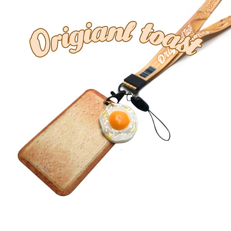Toast Bread Name Badge Holder with Lanyard