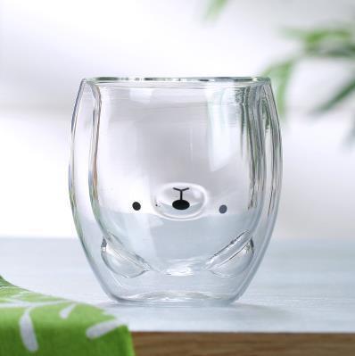 cute animal glass cup double wall glassware