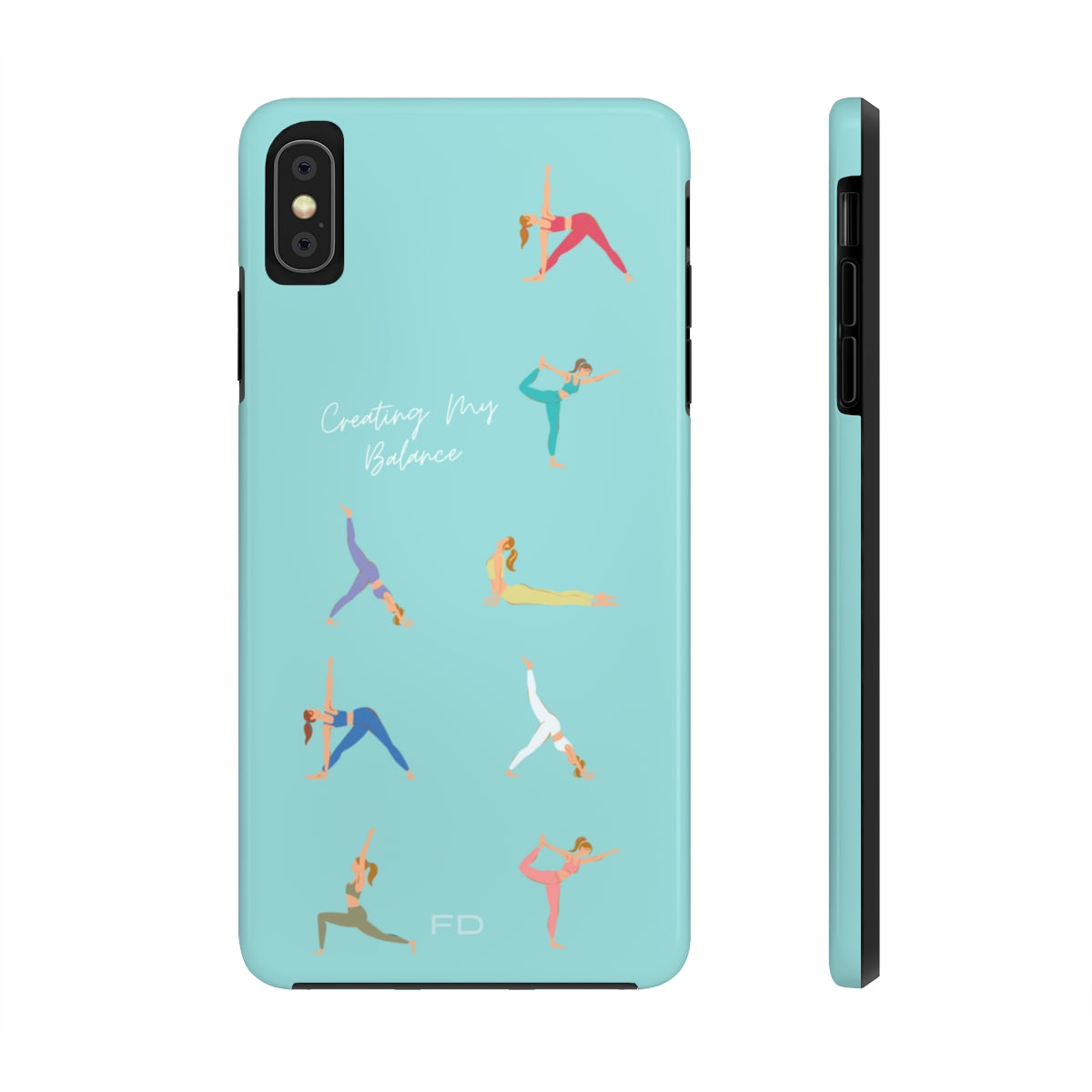 Blue iPhone Tough Case with Wireless Charging for Yoga Enthusiasts