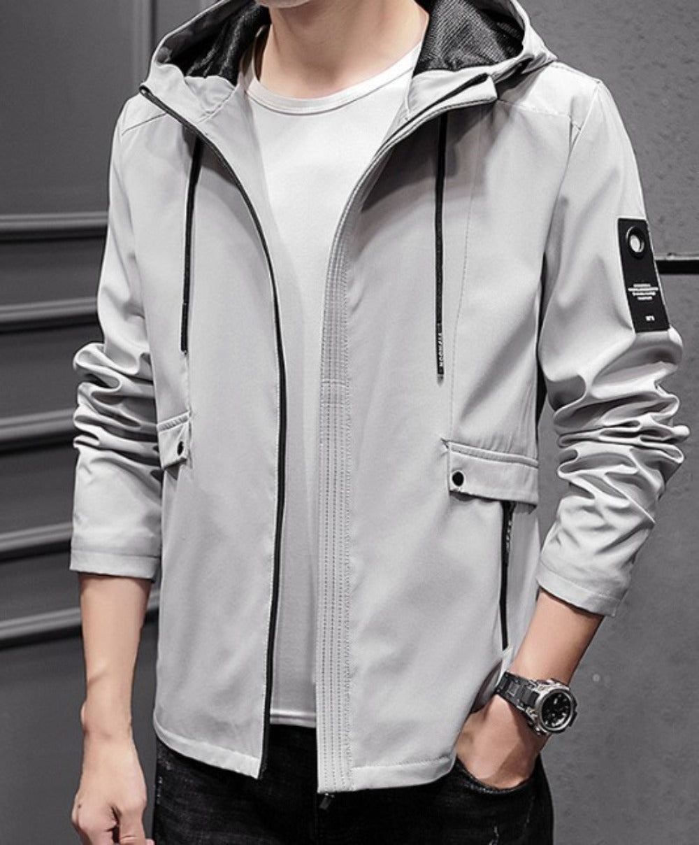 Zippered Street Style Hooded Jacket for Men