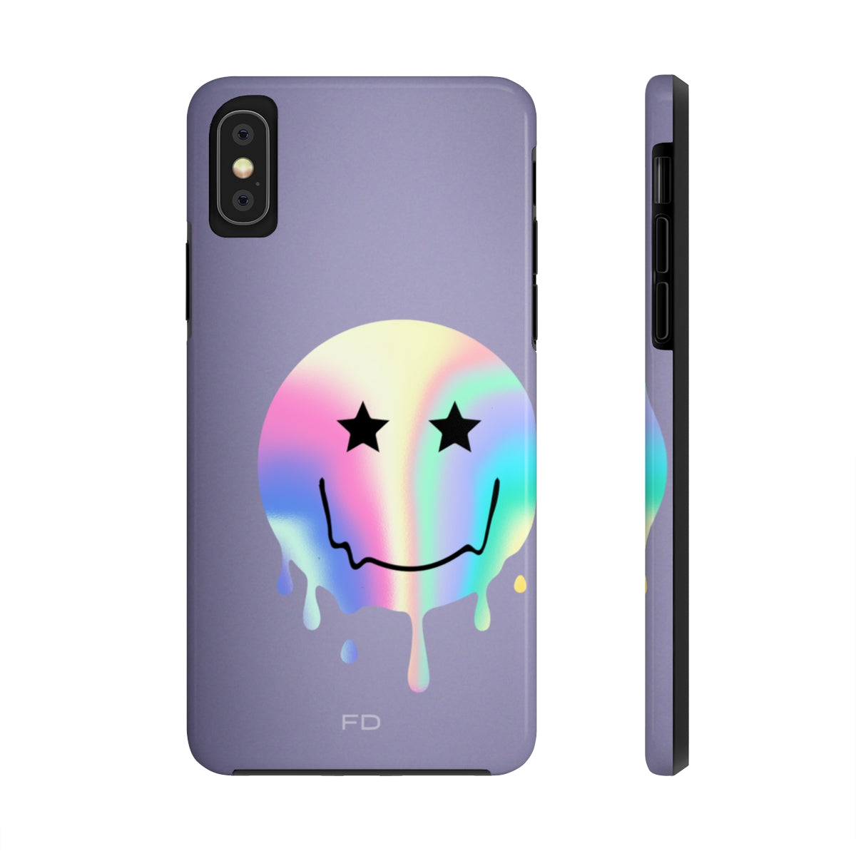 Durable iPhone Case with Starry Happy Face Design and Wireless Charging Capability