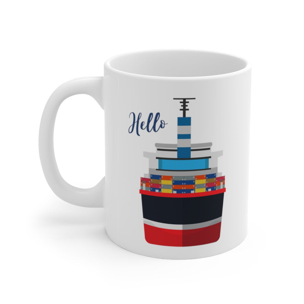11oz Ceramic Mug - Cargo Vessel Container Ship Design