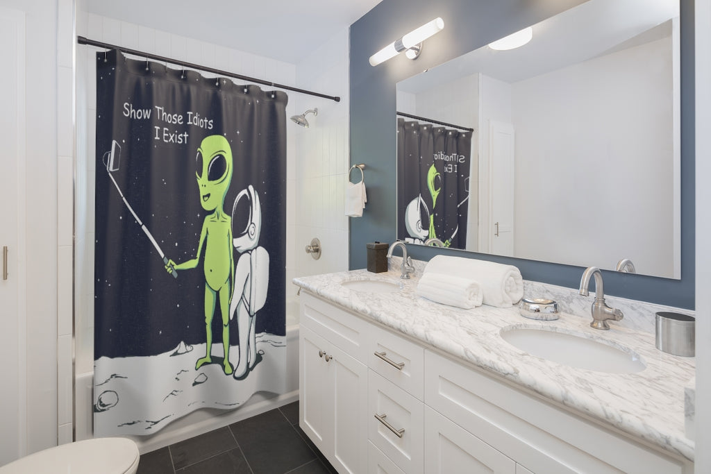 Exhibit Your Existence Alien Shower Curtains