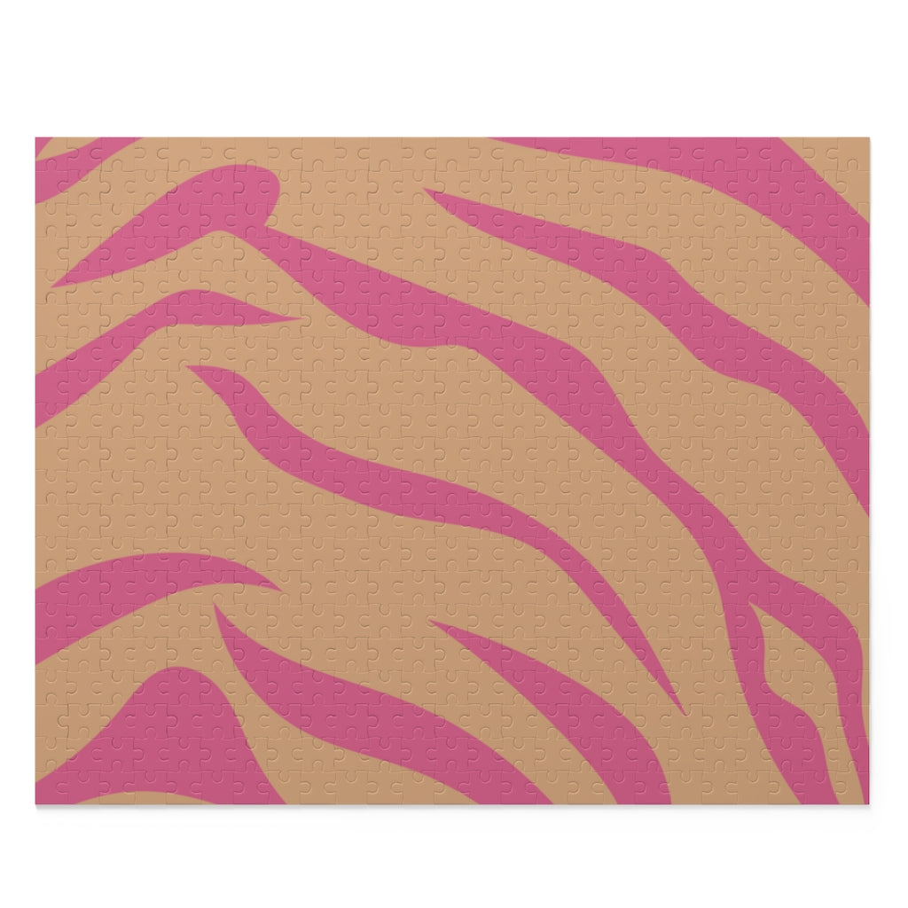 Leopard Print Pink Stripes 500-Piece Jigsaw Puzzle