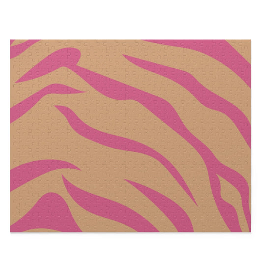 Leopard Print Pink Stripes 500-Piece Jigsaw Puzzle