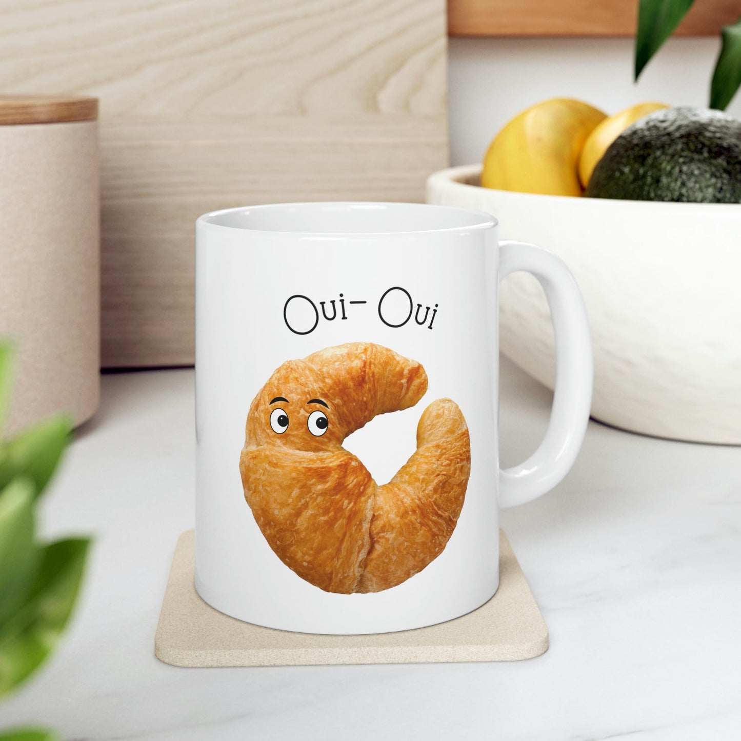 French Croissant Themed Novelty Mug