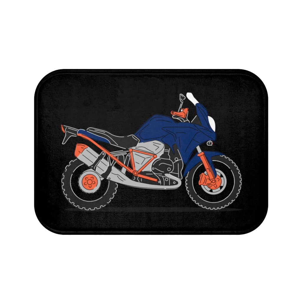 Motorcycle Bath Mat in a Striking Blue Shade
