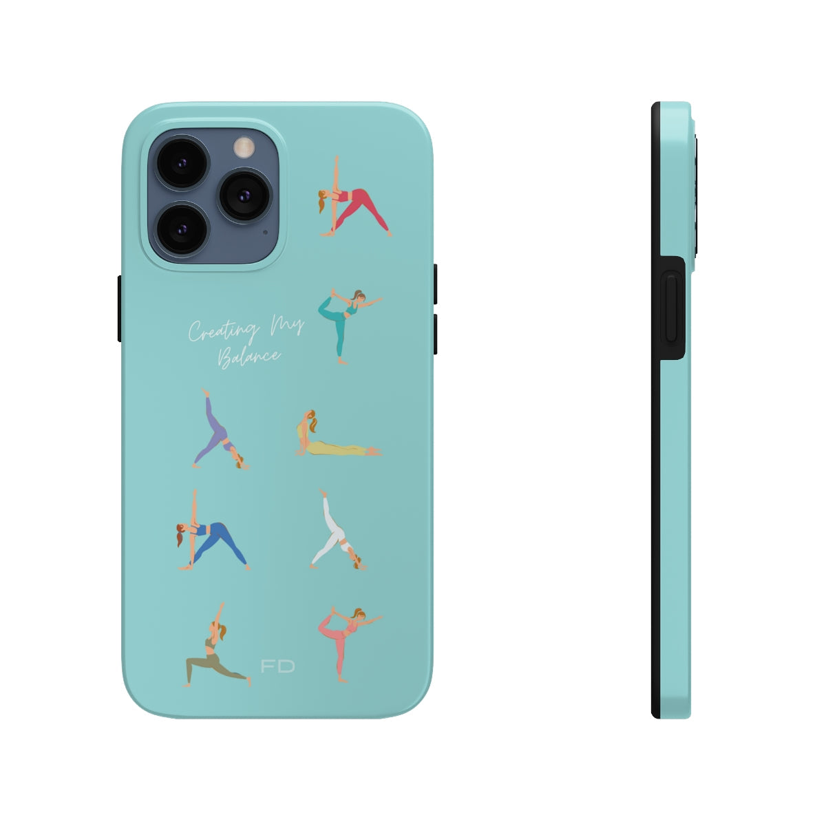 Blue iPhone Tough Case with Wireless Charging for Yoga Enthusiasts
