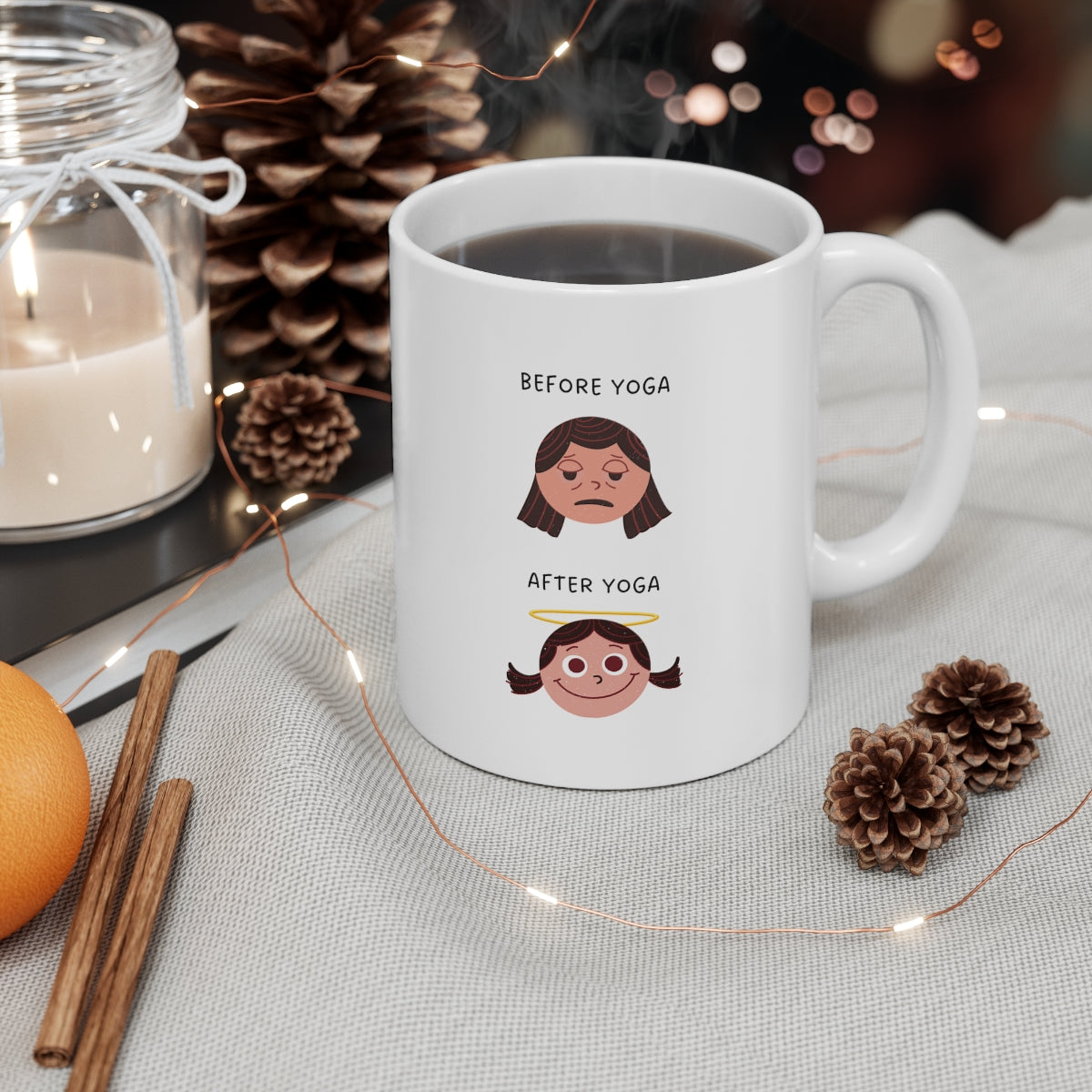Yoga-Themed Novelty Mug for Pre and Post Practice
