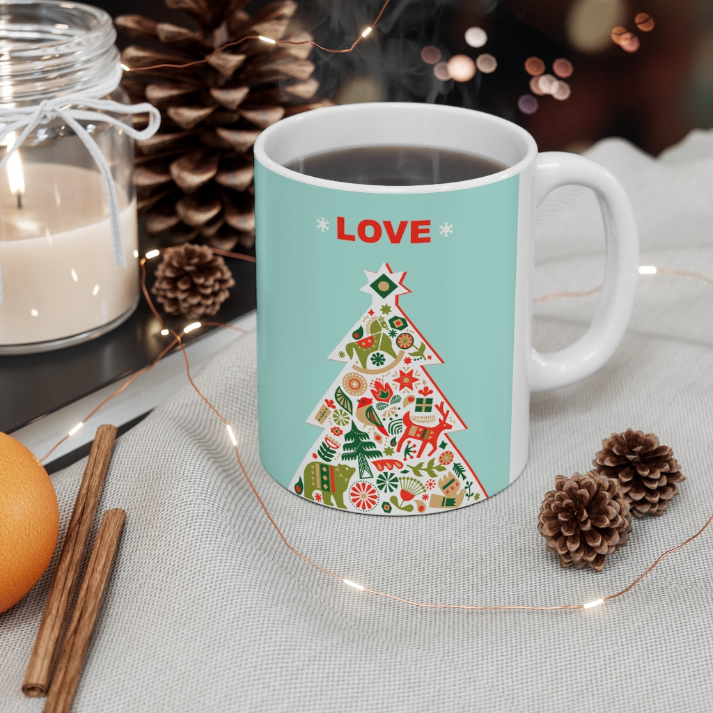 Love-Filled Ceramic Mug for Christmas Tree Lovers - 11oz