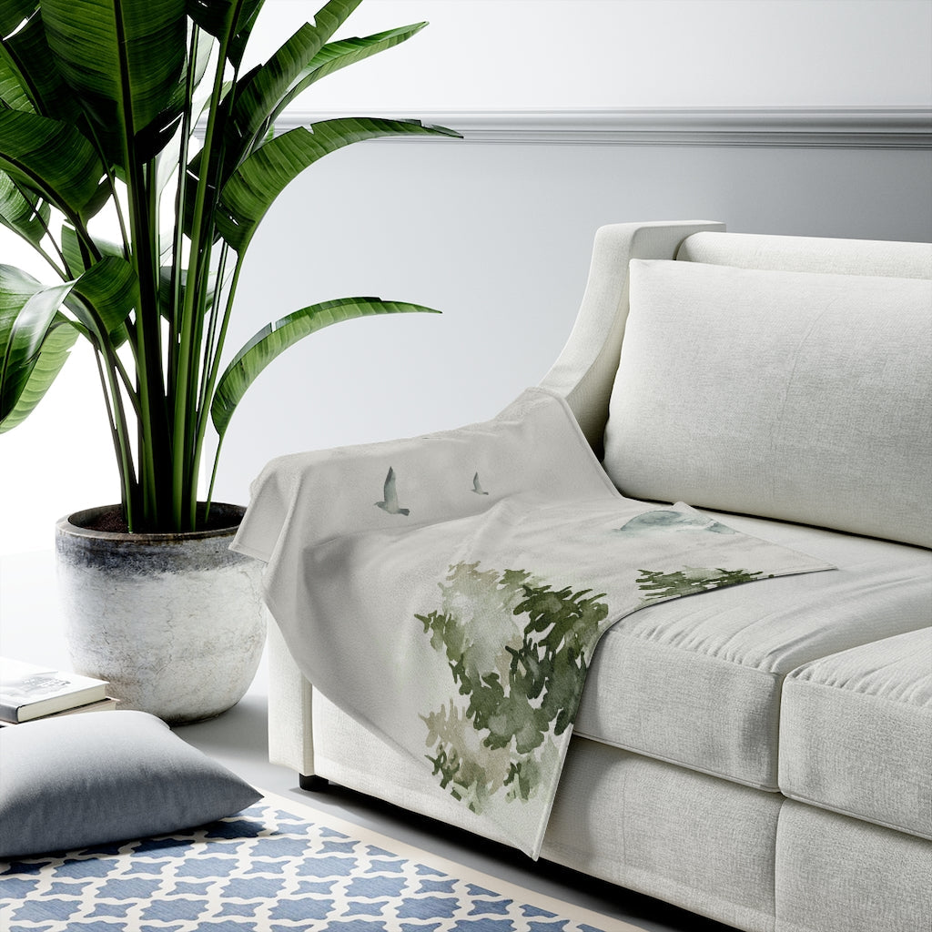 Forest Birds Plush Throw Blanket