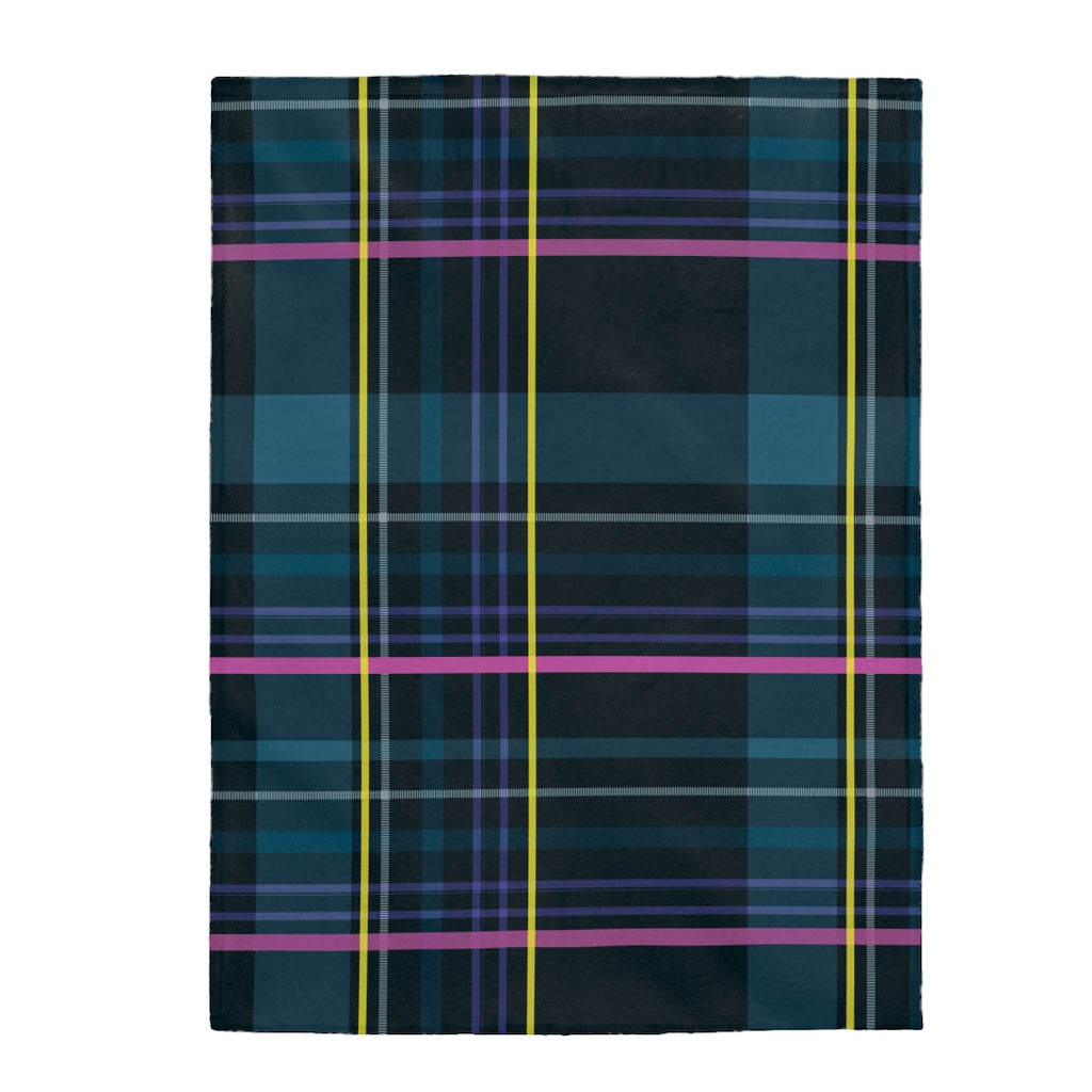 Blue Checkered Plush Throw Blanket - Available in 3 Dimensions