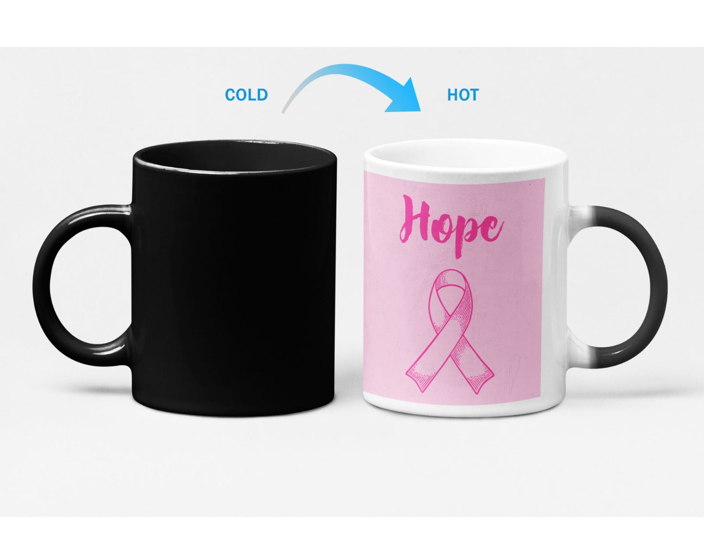 Magical Heat Sensitive Color Changing Mug with Pink Ribbon Hope Design