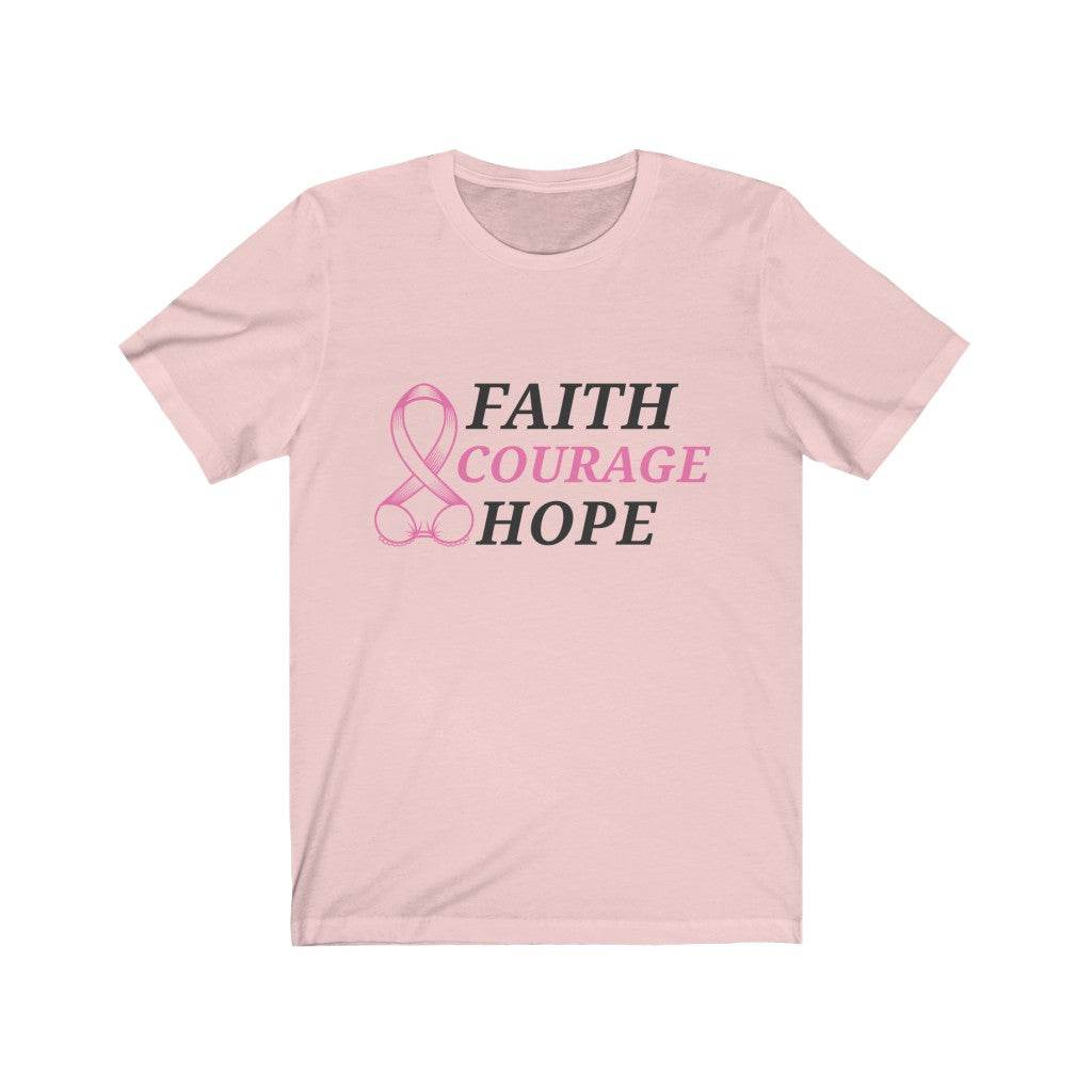 Pink Ribbon T-Shirt: Embrace Faith, Courage, and Hope for Breast Cancer Awareness
