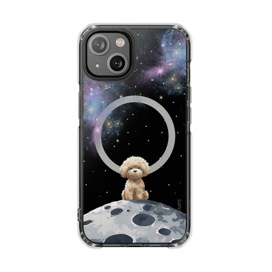 Pookie the Poodle in Space - Magnetic Clear Case for iPhone Models by Starry Fluff