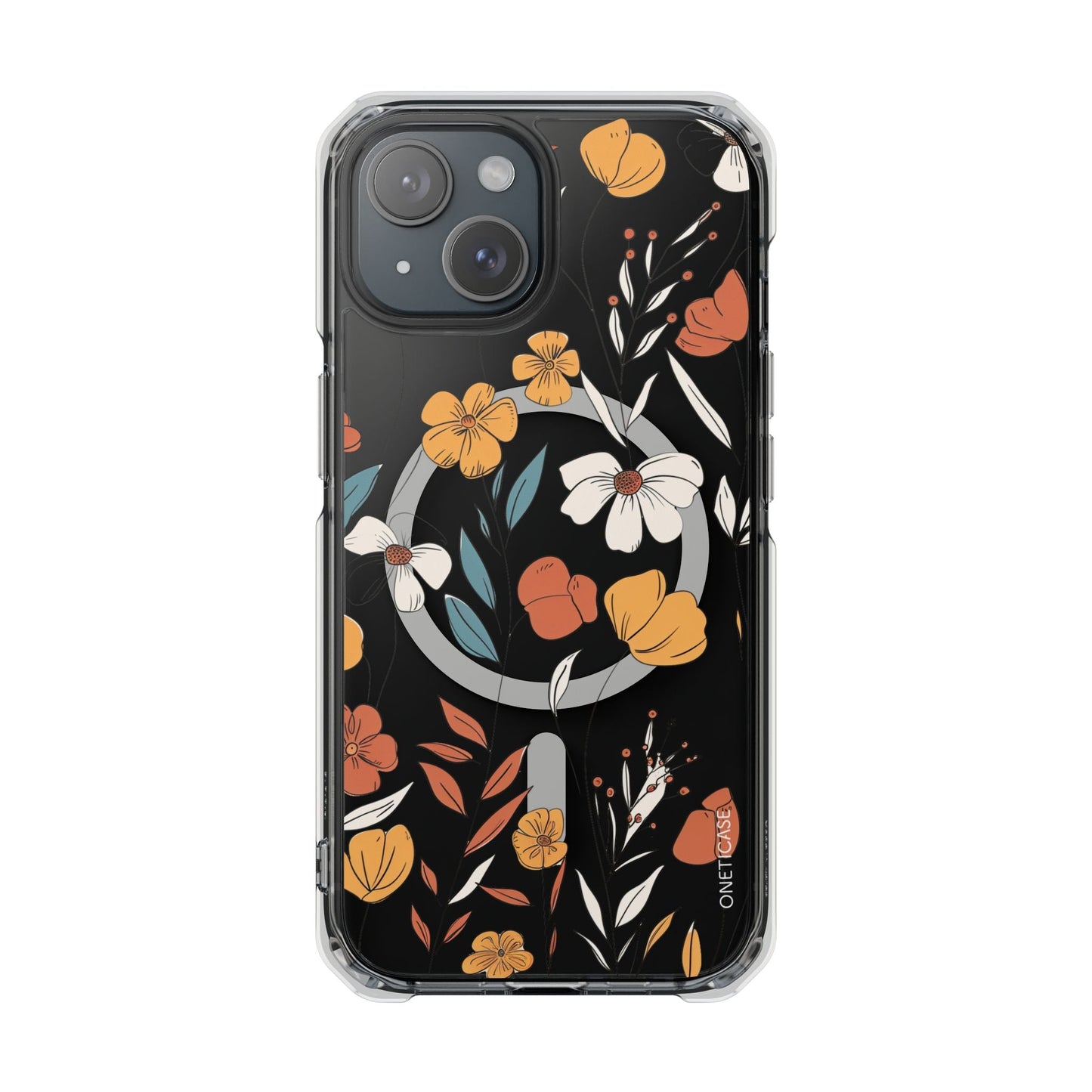 Magnetic Clear Case with a Rustic Floral Design for iPhone Models