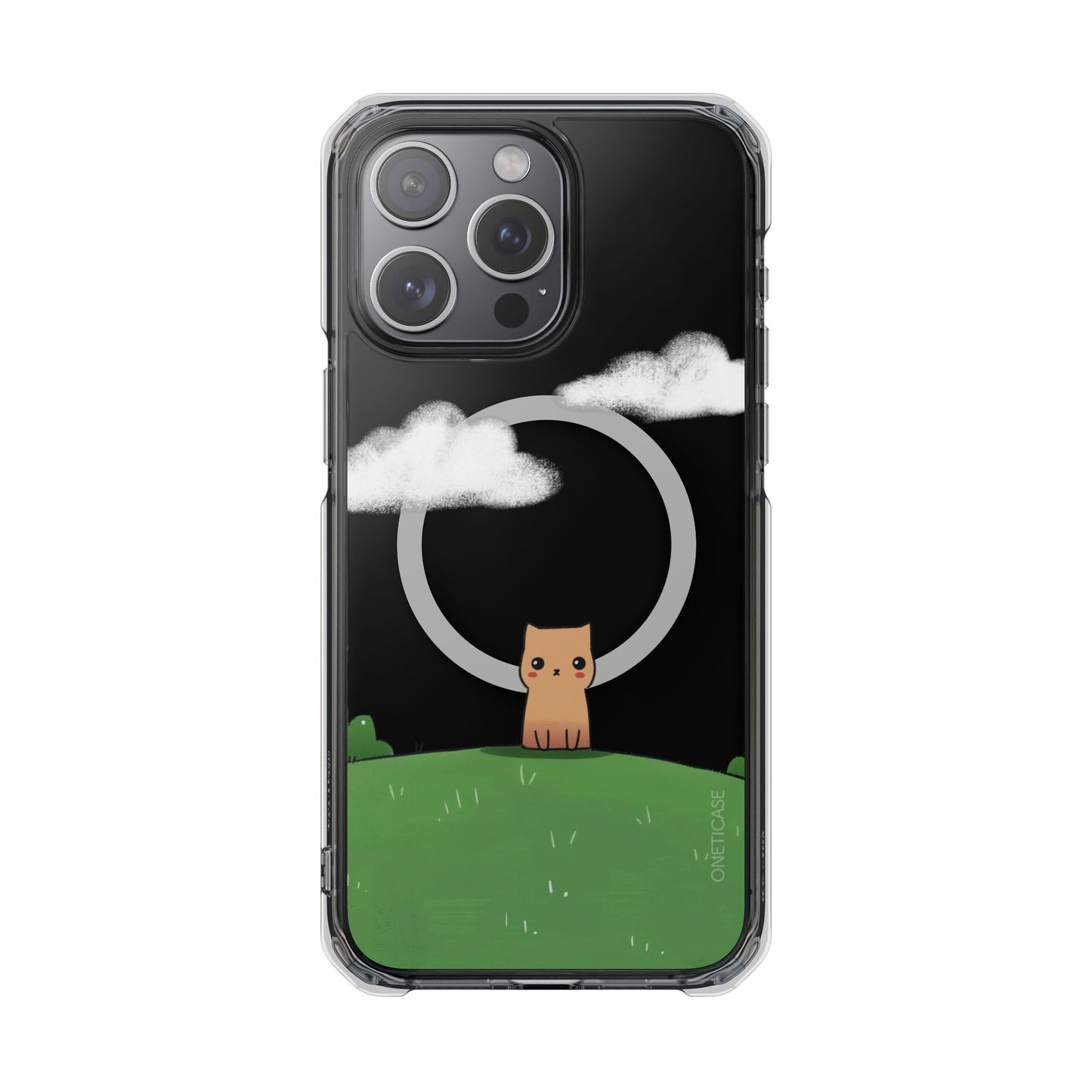 Magnetic Clear iPhone Case with Cat Design for Outdoor Enthusiasts