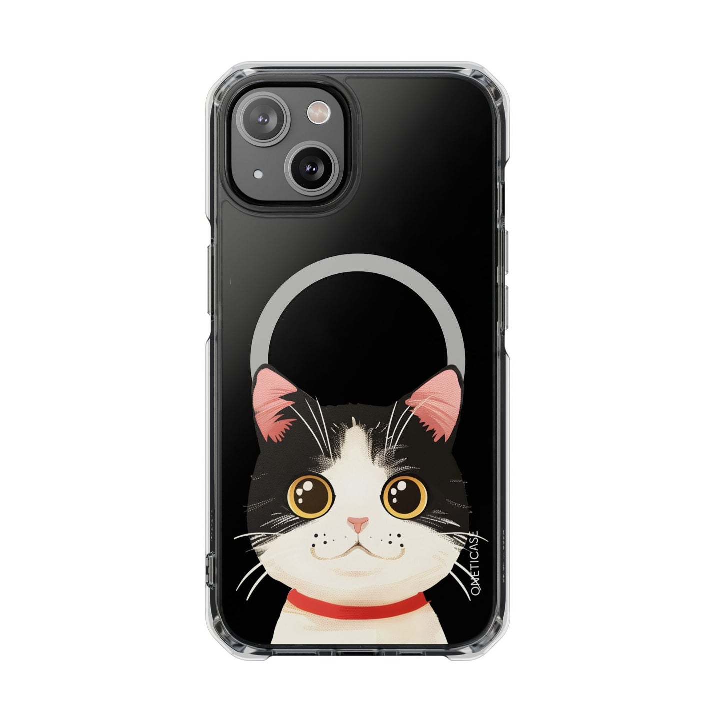 Clear Magnetic Tuxedo Cat Phone Case for iPhone Models