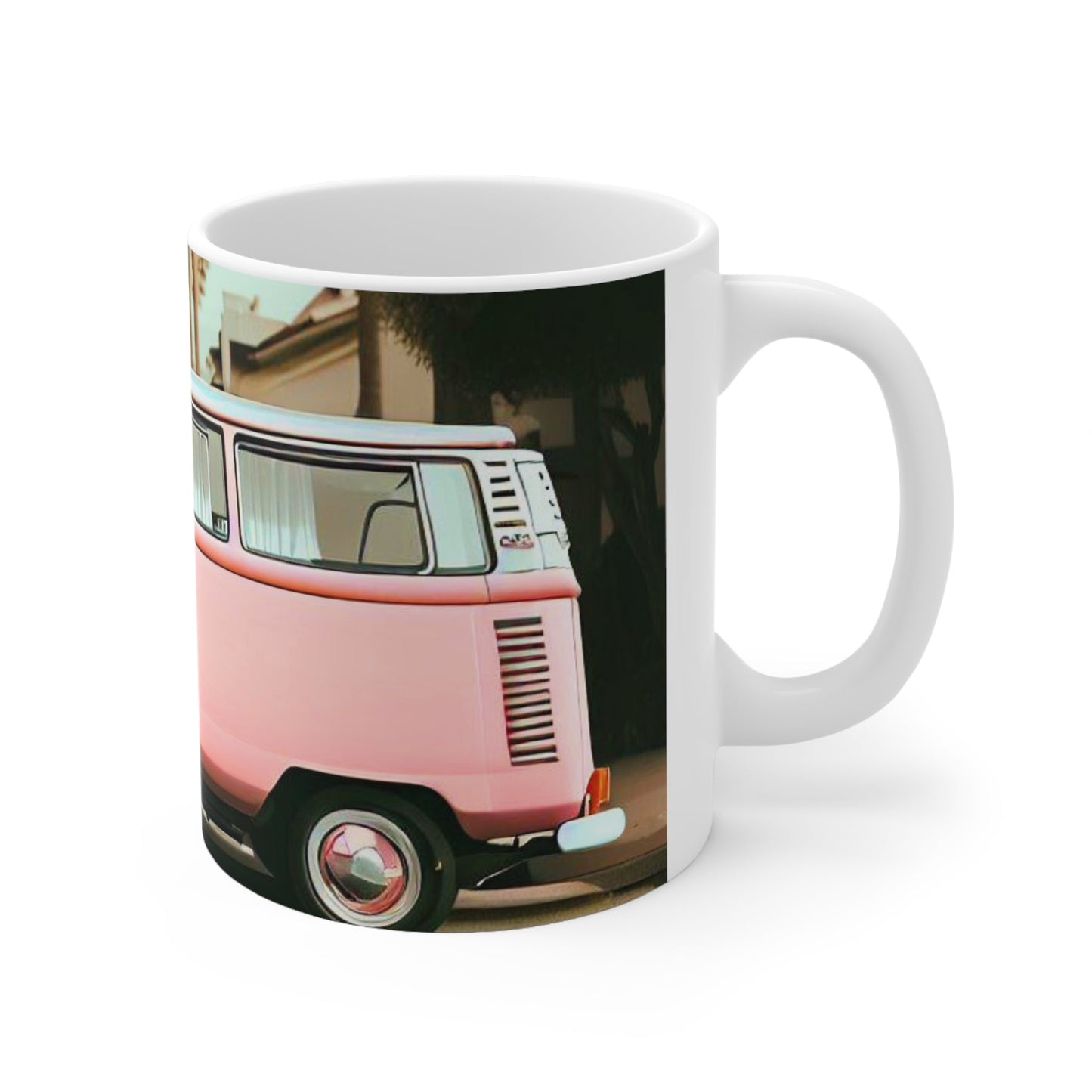 Pink Vintage Van Mug for Coffee and Tea