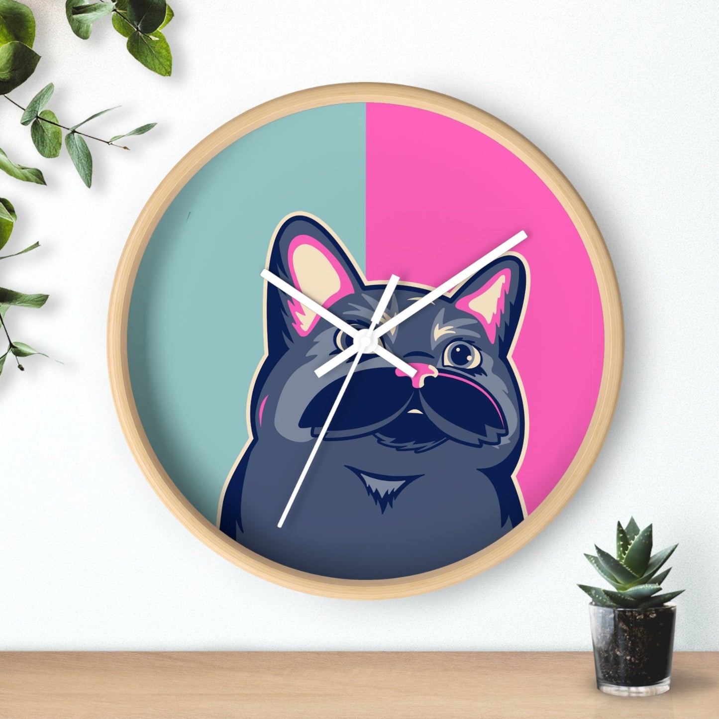 Colorful Cat Cutout Wall Clock