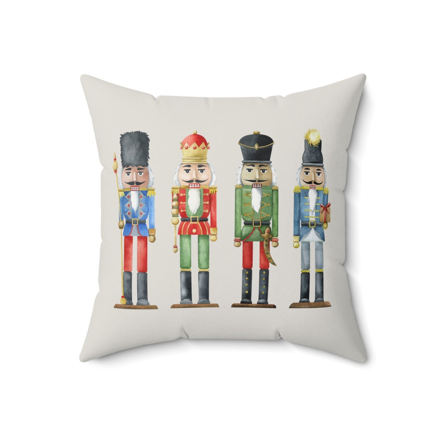 Faux Suede Holiday Nutcracker Toy Soldiers Pillow