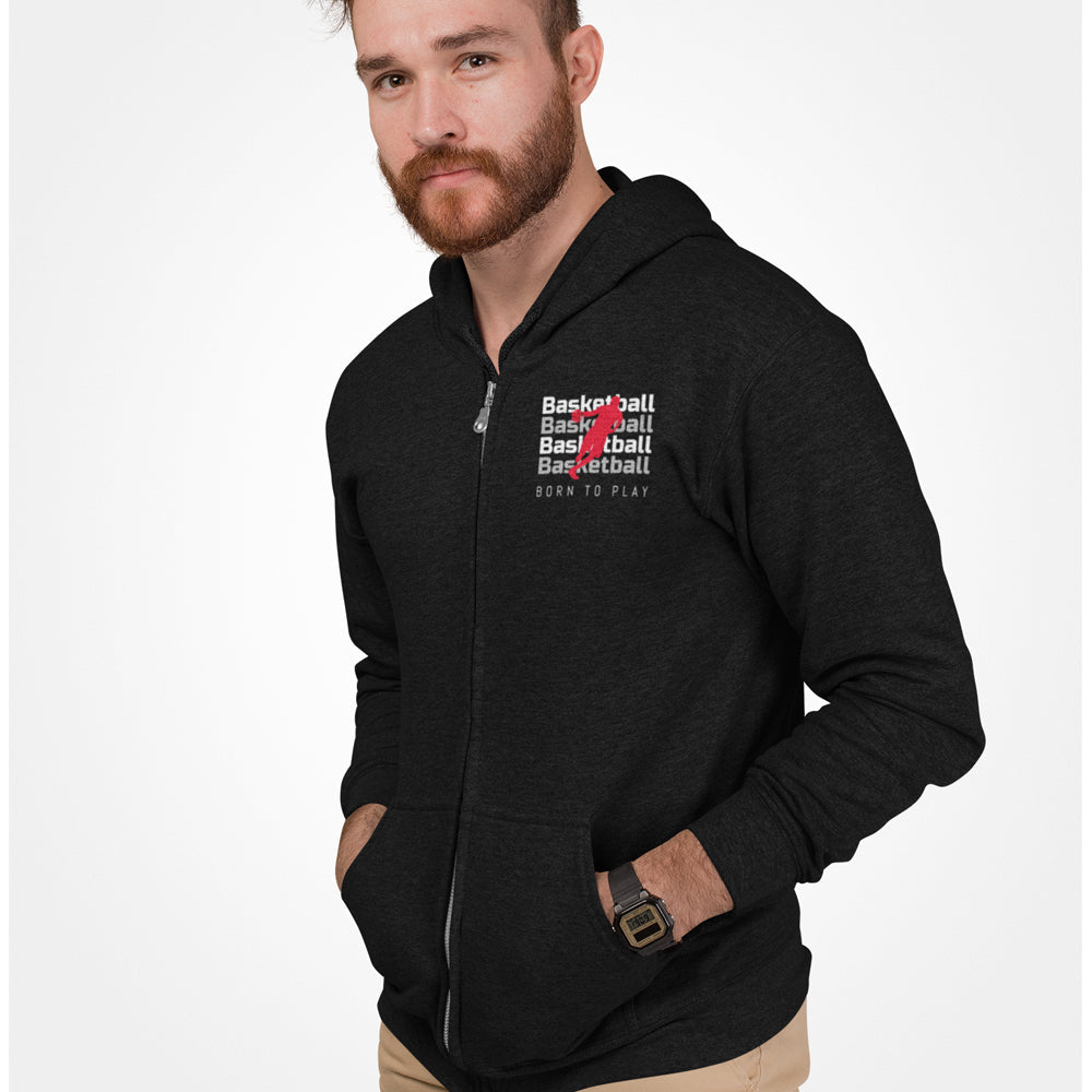 Full-Zip Hooded Sweatshirt for Men's Basketball Players