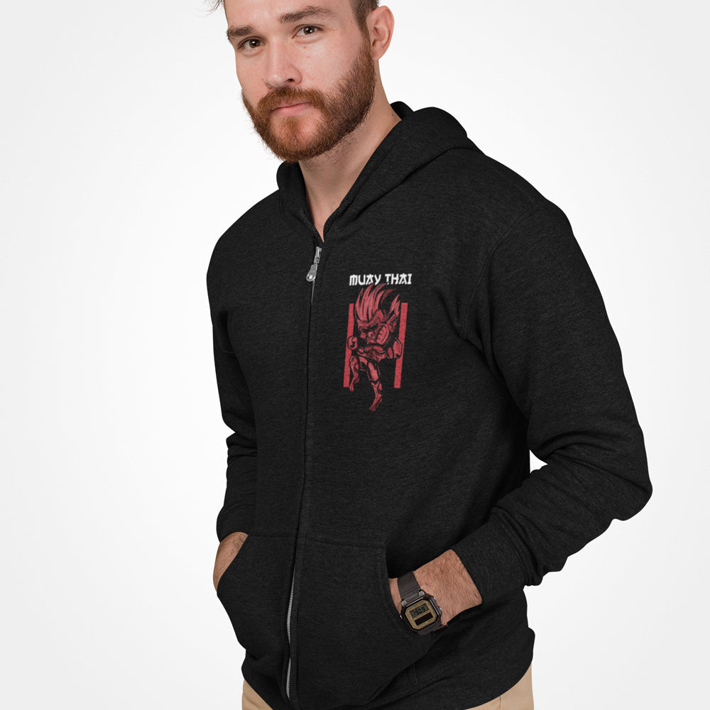 Muay Thai Inspired Zip-Up Hoodie for Men