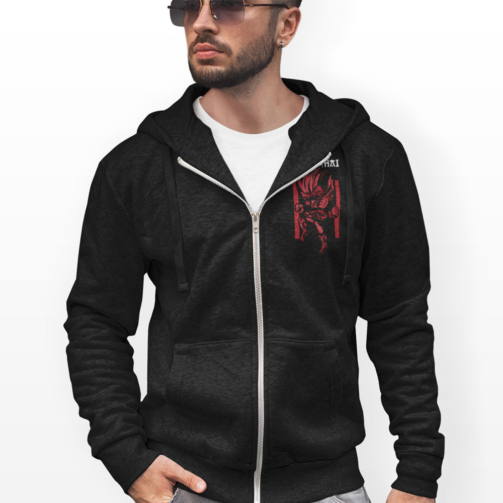 Muay Thai Inspired Zip-Up Hoodie for Men