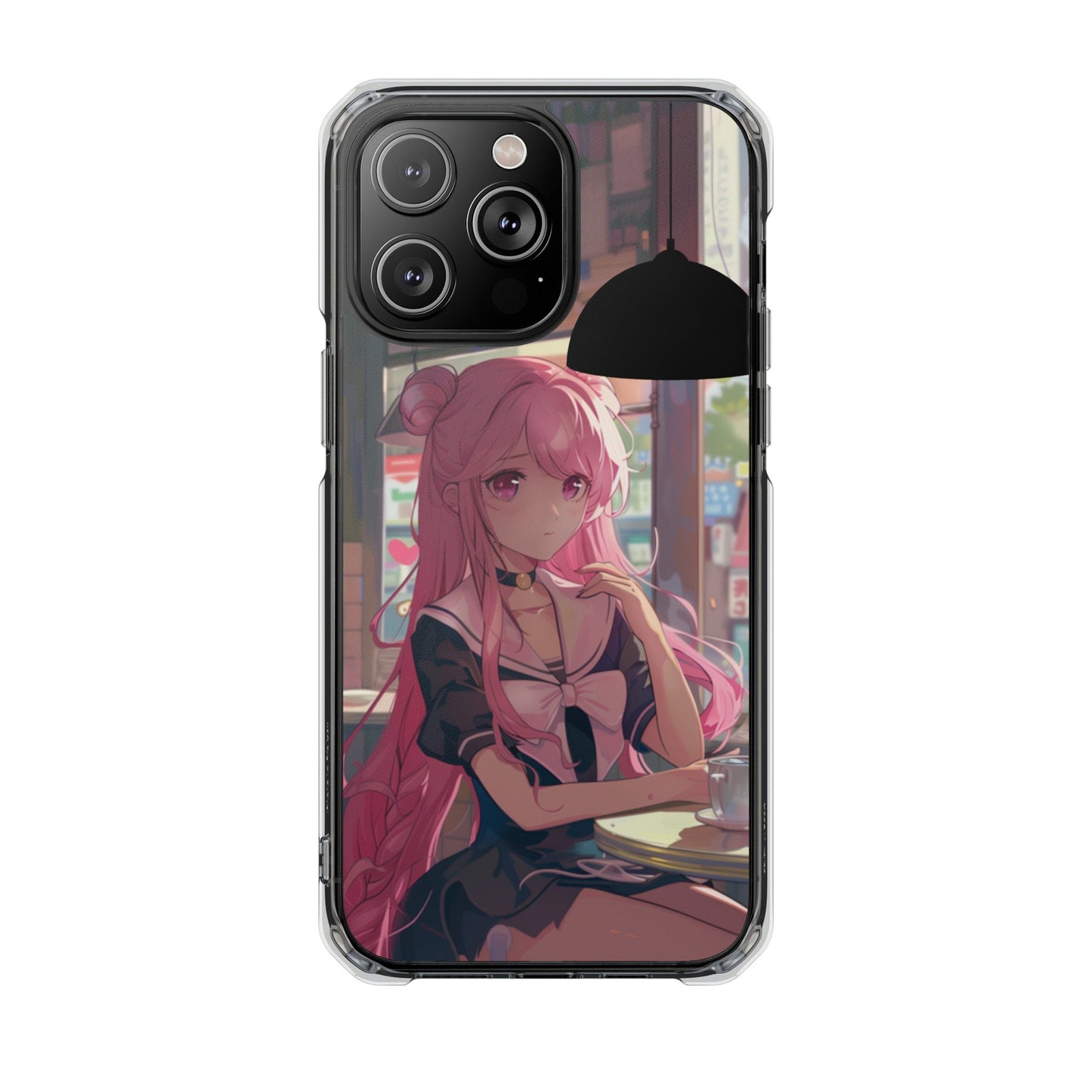 Chill Anime Girl Magnetic iPhone Case for Cafe Vibes