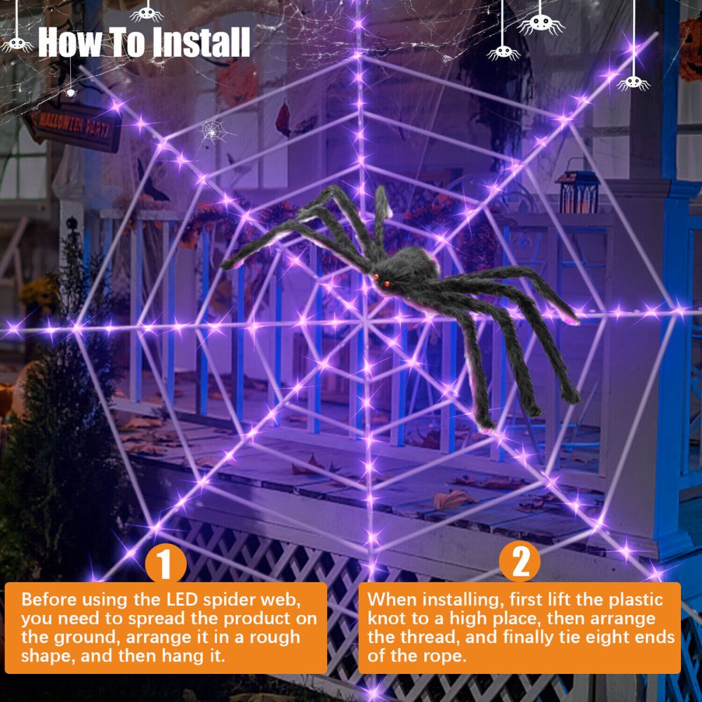 Huge Illuminated Halloween Cobweb Decorative Prop