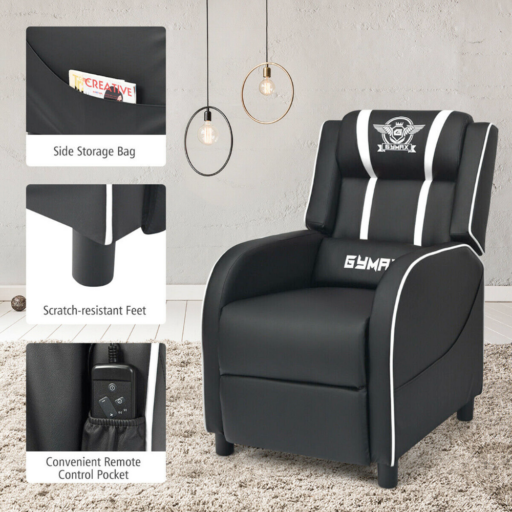 Massage Gaming Chair with Lumbar Support and Reclining Feature