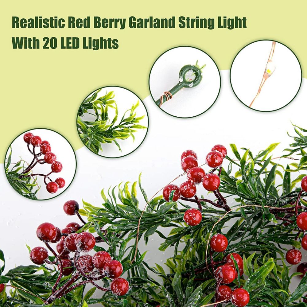 Lighted Festive Red Berry Garland Decoration for the Holidays