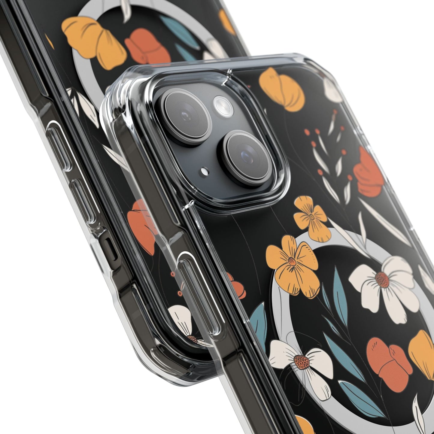 Magnetic Clear Case with a Rustic Floral Design for iPhone Models