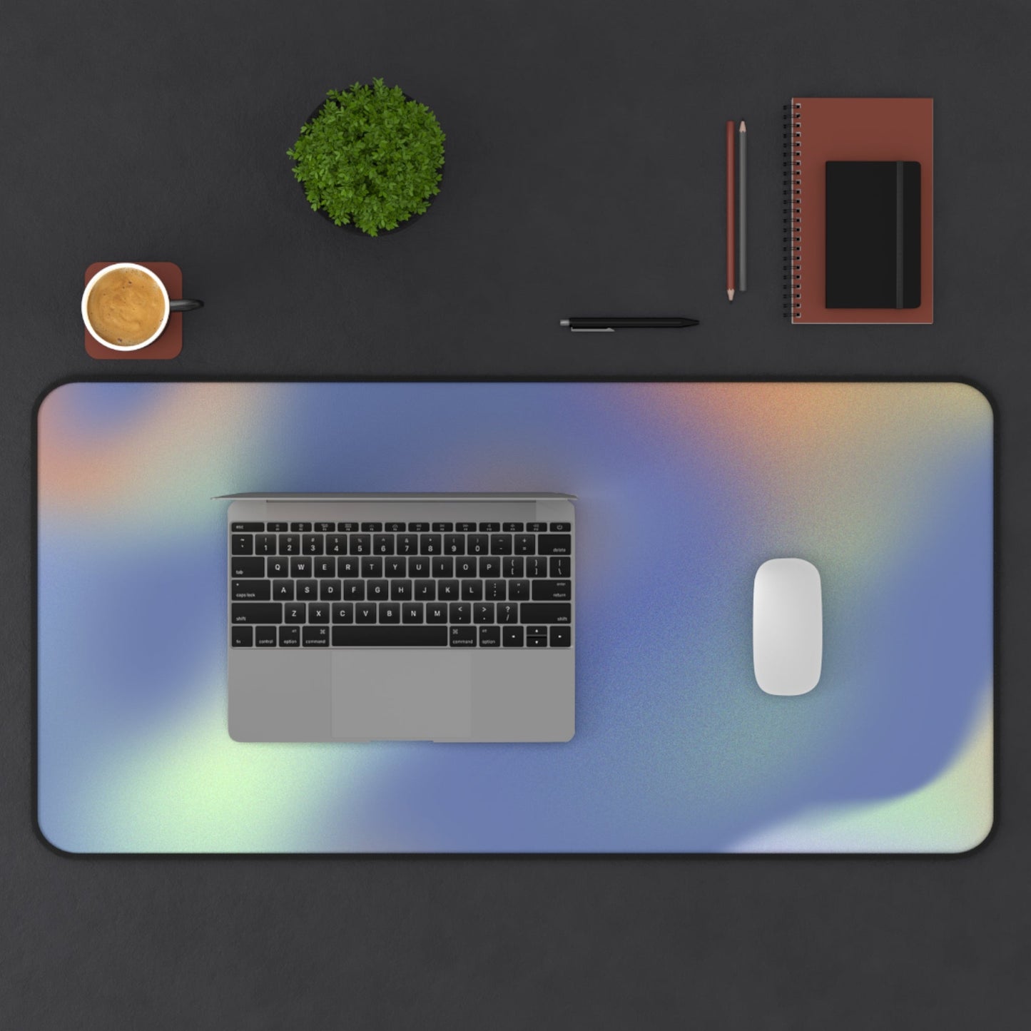 Glowing Swirls Desk Mat in Green