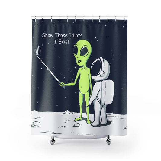 Exhibit Your Existence Alien Shower Curtains