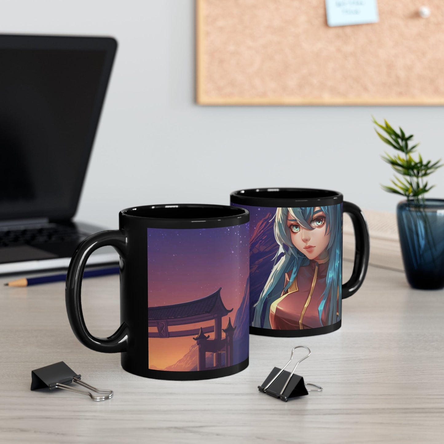 Black Space Girl Anime Coffee Tea Mug
