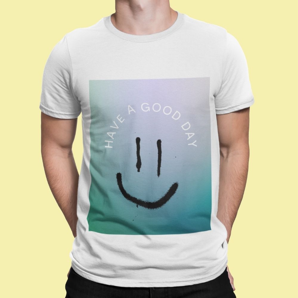 Cheerful Logo Tee for Men to Start the Day Right