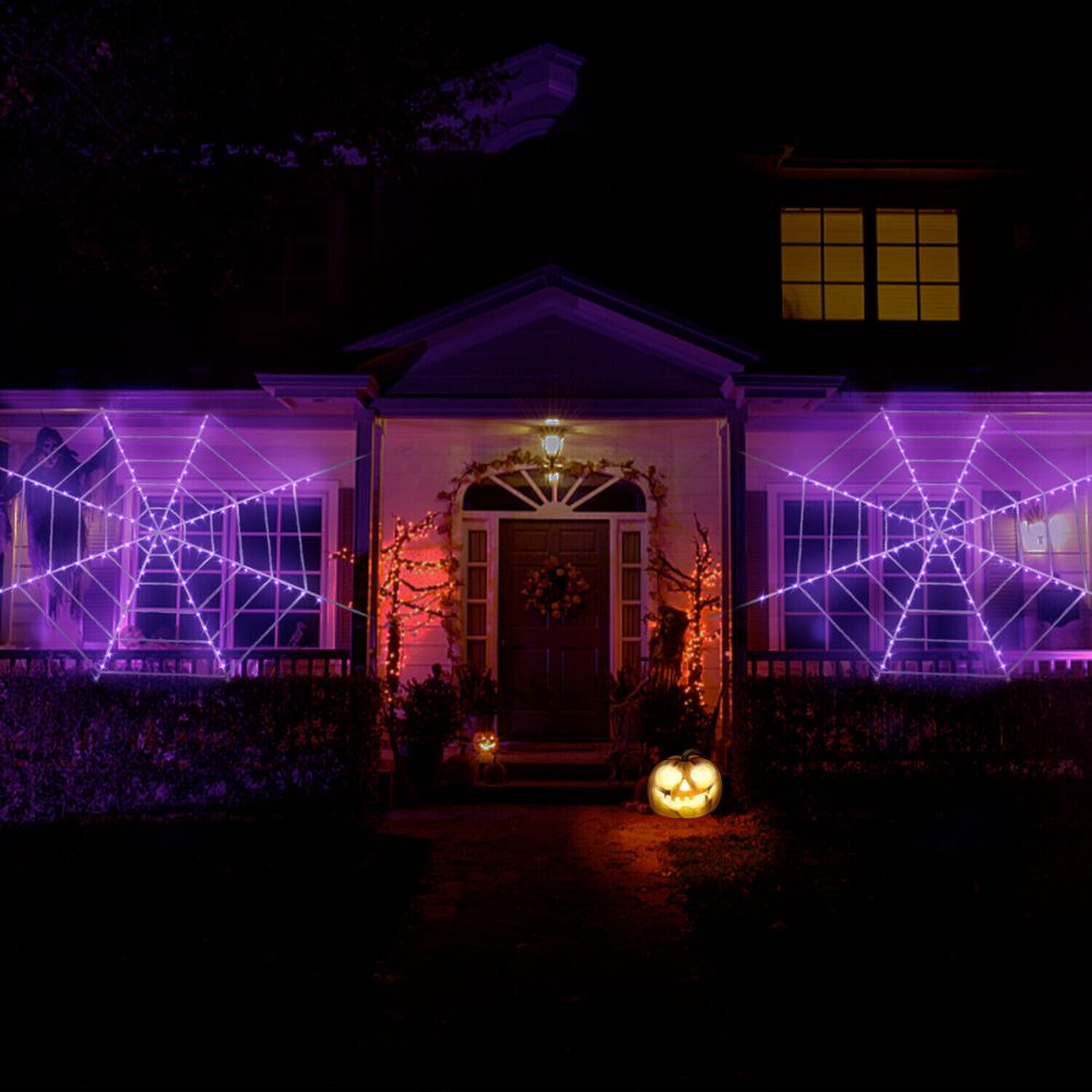 Huge Illuminated Halloween Cobweb Decorative Prop