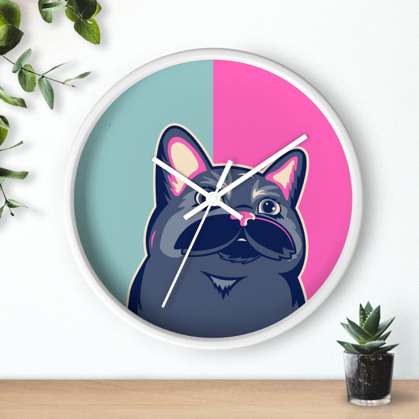 Colorful Cat Cutout Wall Clock