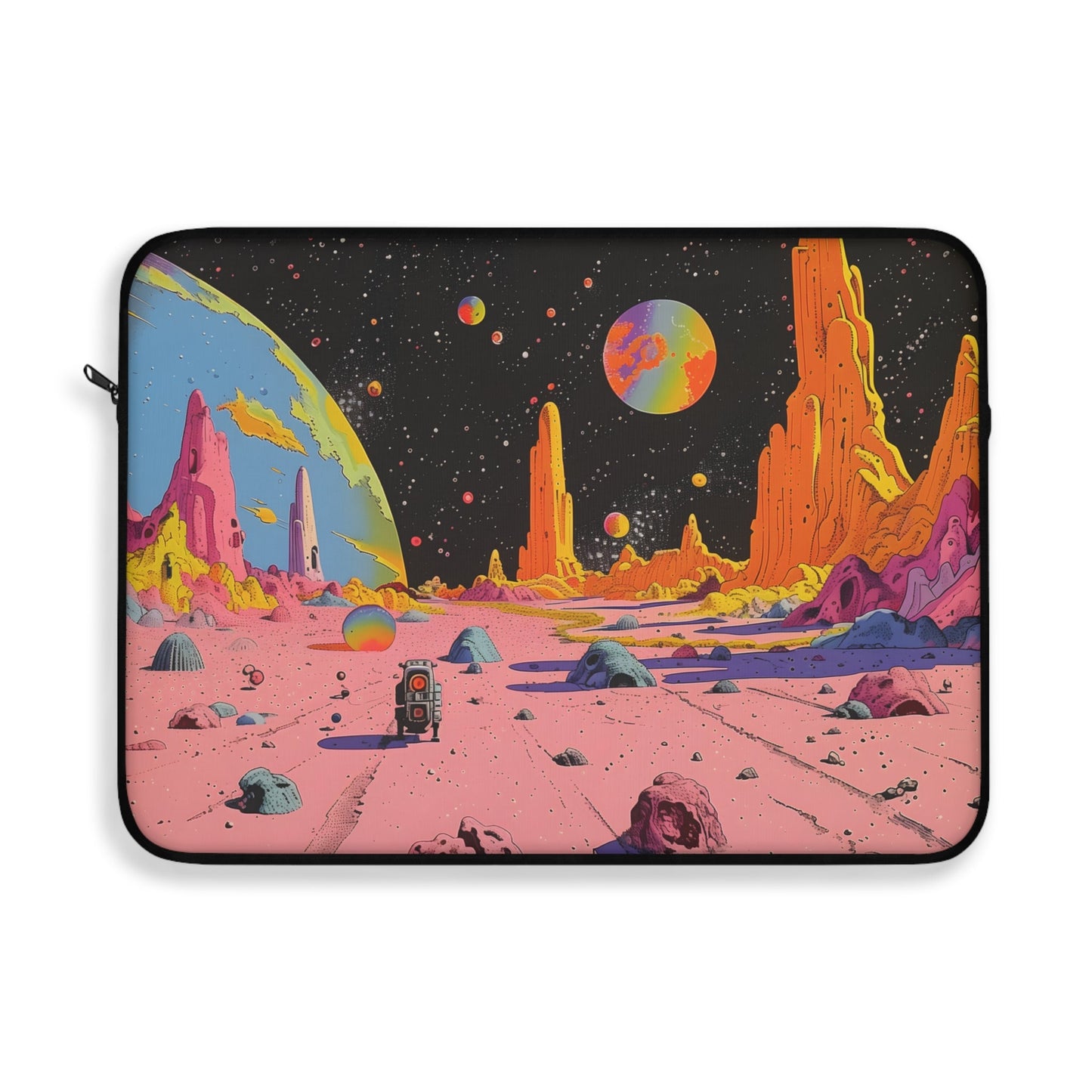 Laptop Sleeve with a Retro Space Robot Design