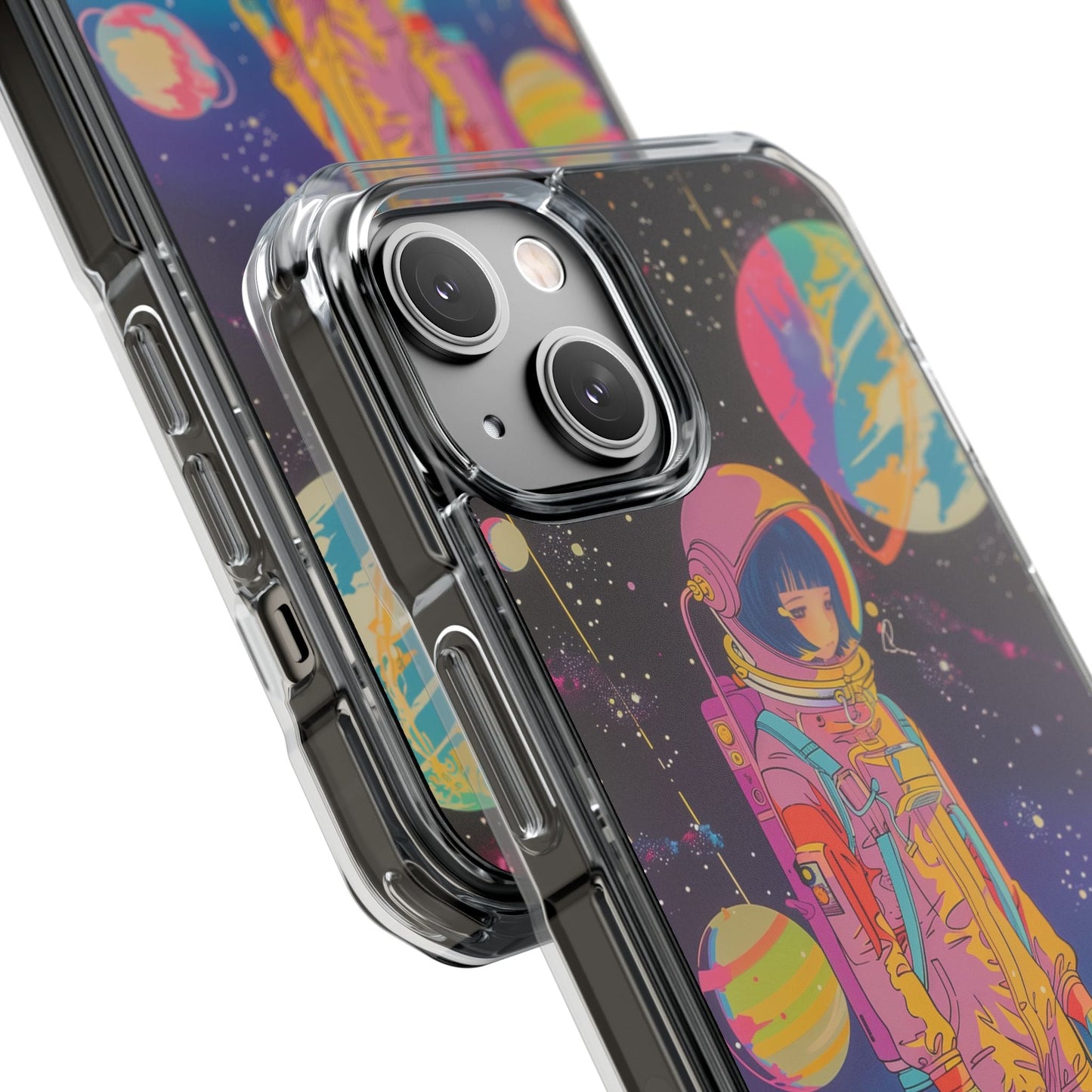 Girl Astronaut Anime on Planet X - Retro Magnetic Clear Case for iPhone Series
