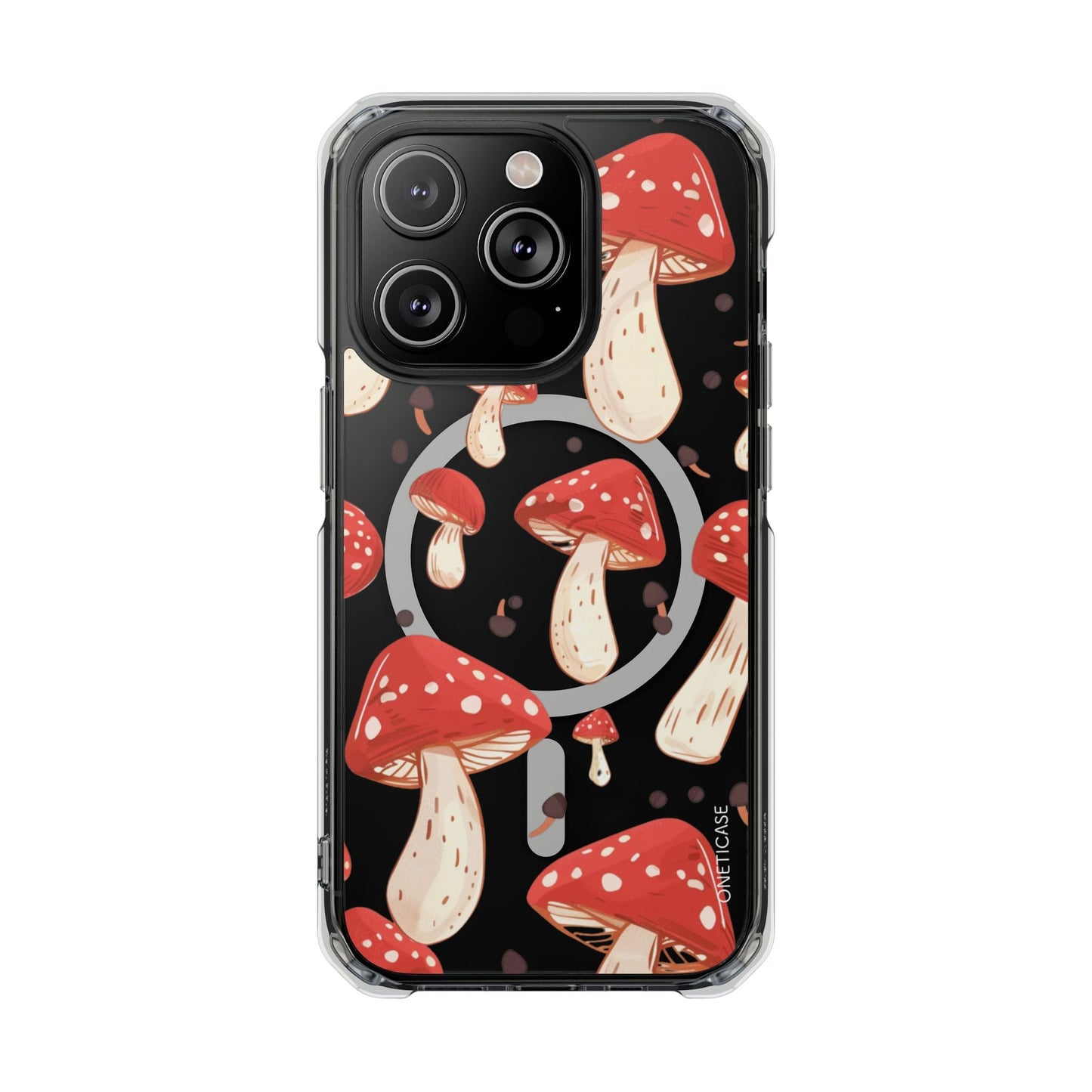 Magnetic Clear Case for iPhone Series - Red Mushroom Design
