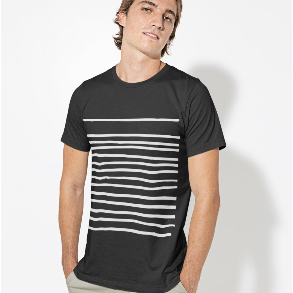Black Tee for Men with Stripes