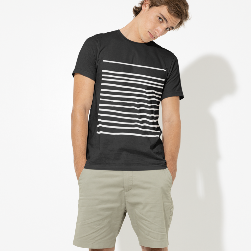 Black Tee for Men with Stripes