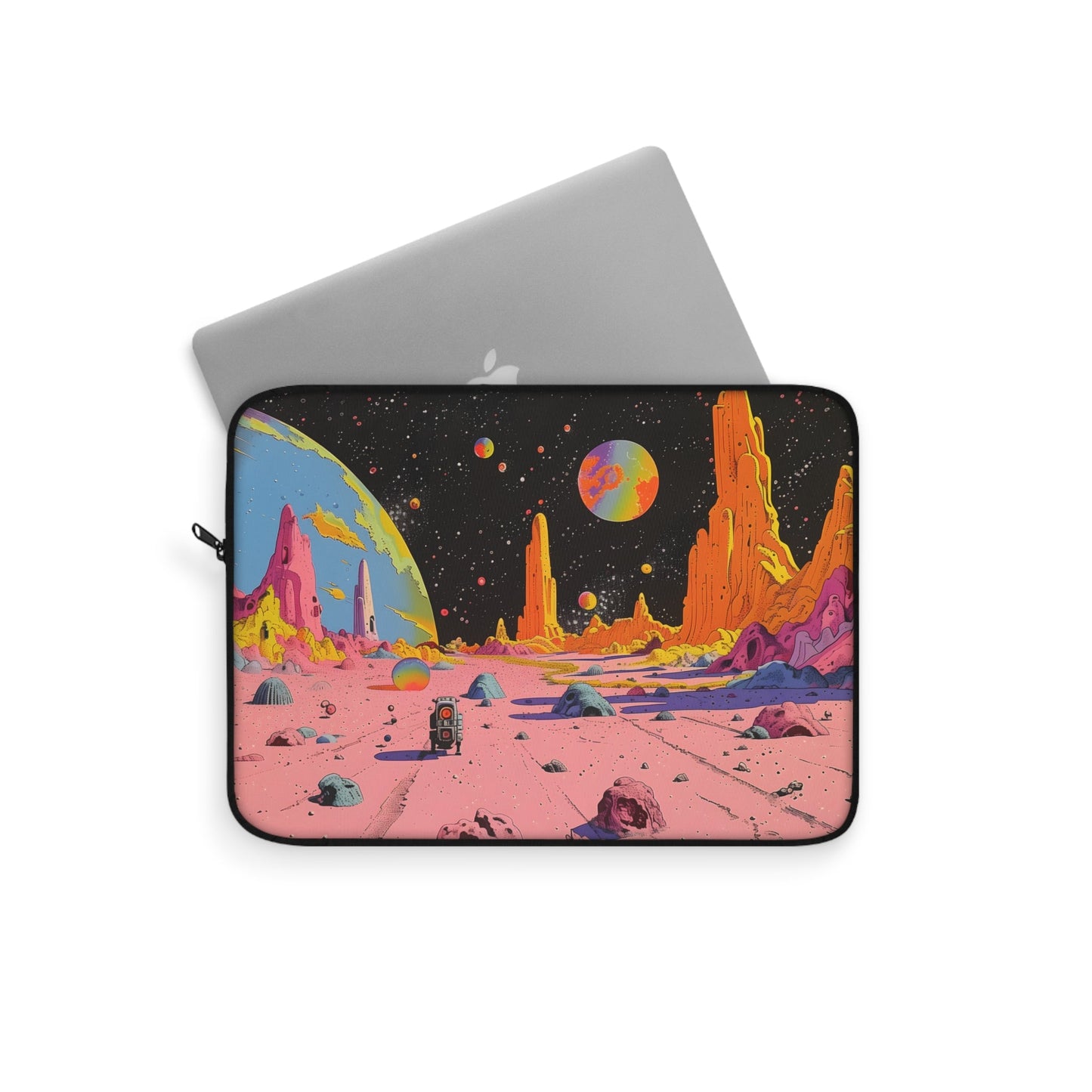 Laptop Sleeve with a Retro Space Robot Design