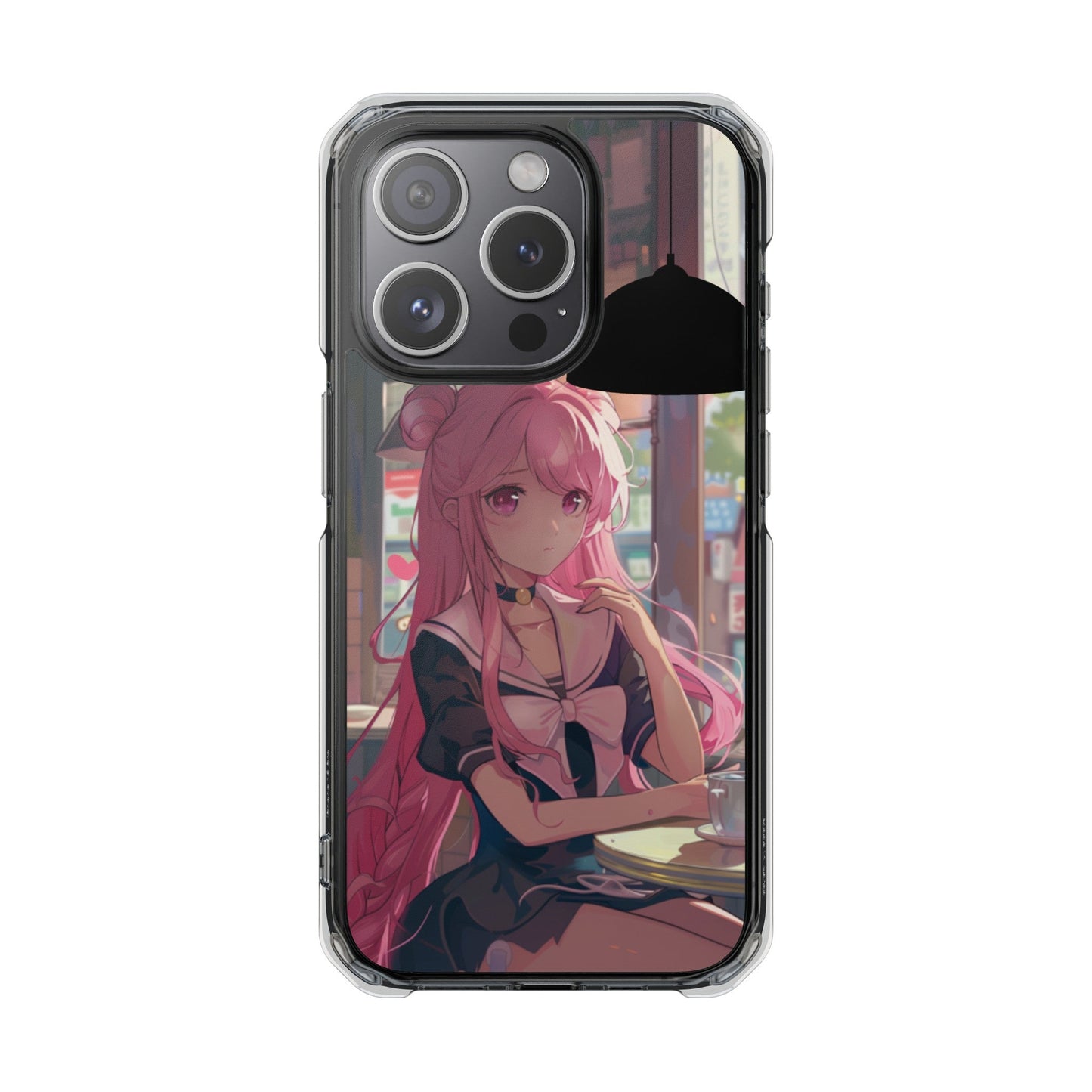Chill Anime Girl Magnetic iPhone Case for Cafe Vibes