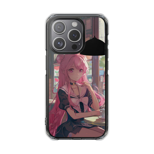 Chill Anime Girl Magnetic iPhone Case for Cafe Vibes