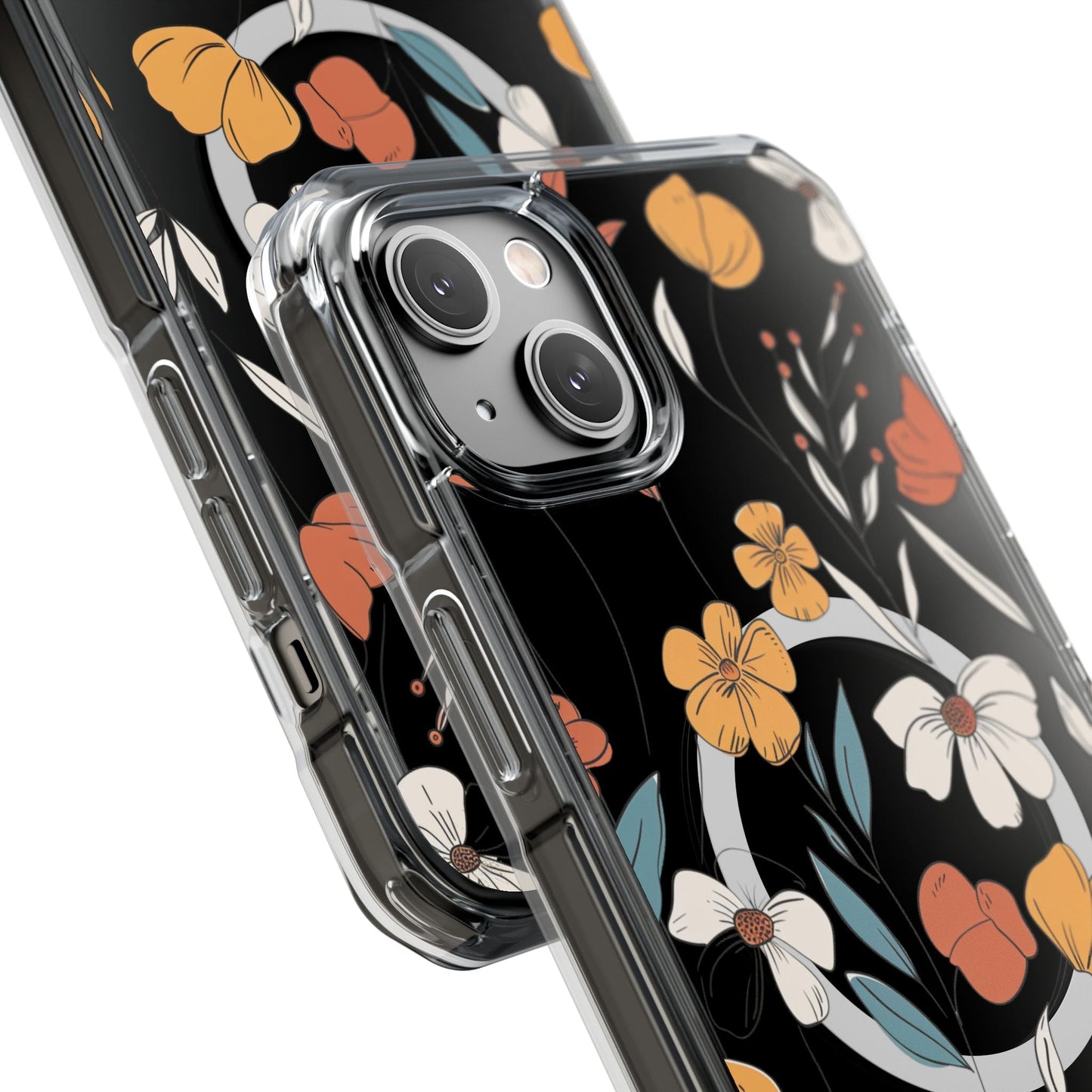 Magnetic Clear Case with a Rustic Floral Design for iPhone Models